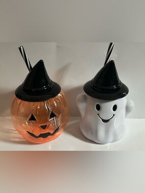 NEW! Spooky Figural Ghost And Pumpkin Halloween Canteen Sipper Set (NWT)